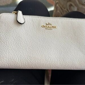 Coach Cream Pebbled Leather Wallet
